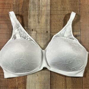 Bali Breathe Bra DF7594 2XL White Lace Wireless Comfort Soft Stretch Full